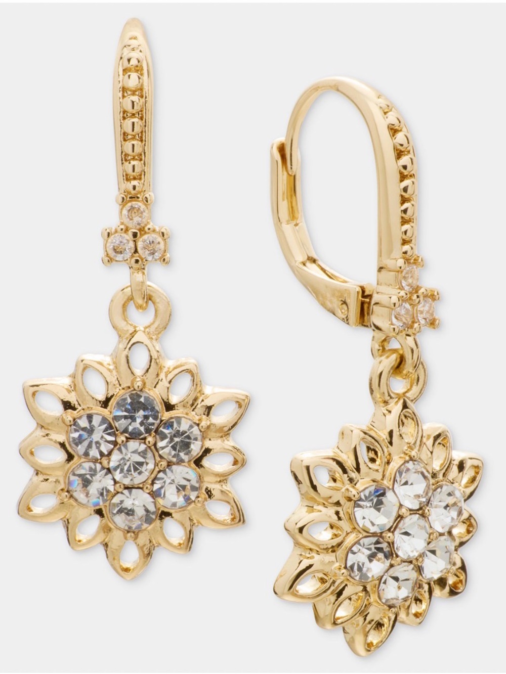 NWT! Marchesa Crystal Flower Drop Earrings